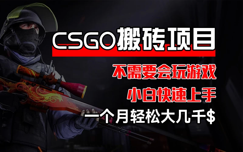 CSGO 装备搬砖项目，操作简单，不需要会玩游戏，小白也能快速上手，一个月轻松大几千